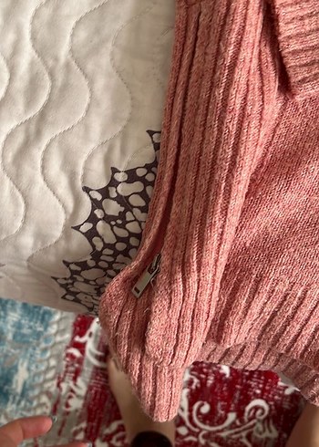 Pembe Kadın Boğazlı Triko Kazak - Görsel 3