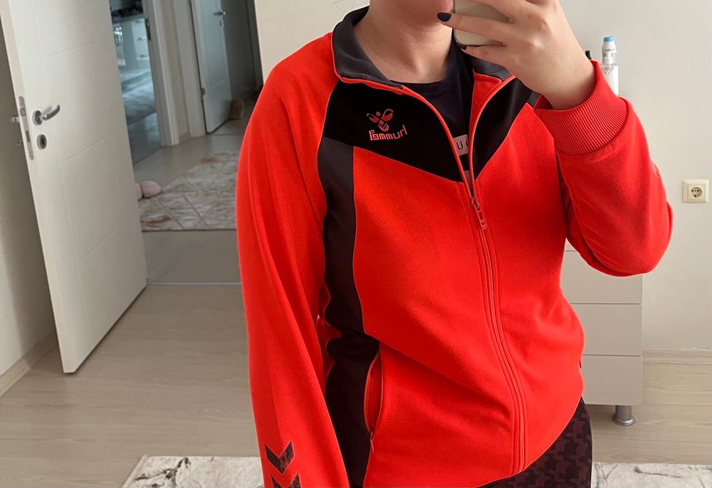 Turuncu Fermuarlı Spor Kadın Ceket - Görsel 2