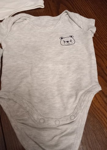 Gri Baskılı Kısa Kollu Bebek Body 3'lü set - Görsel 2