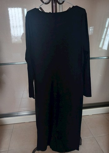 Uzun Siyah Hamile Elbise V-Yaka, Uzun Kollu - Görsel 4