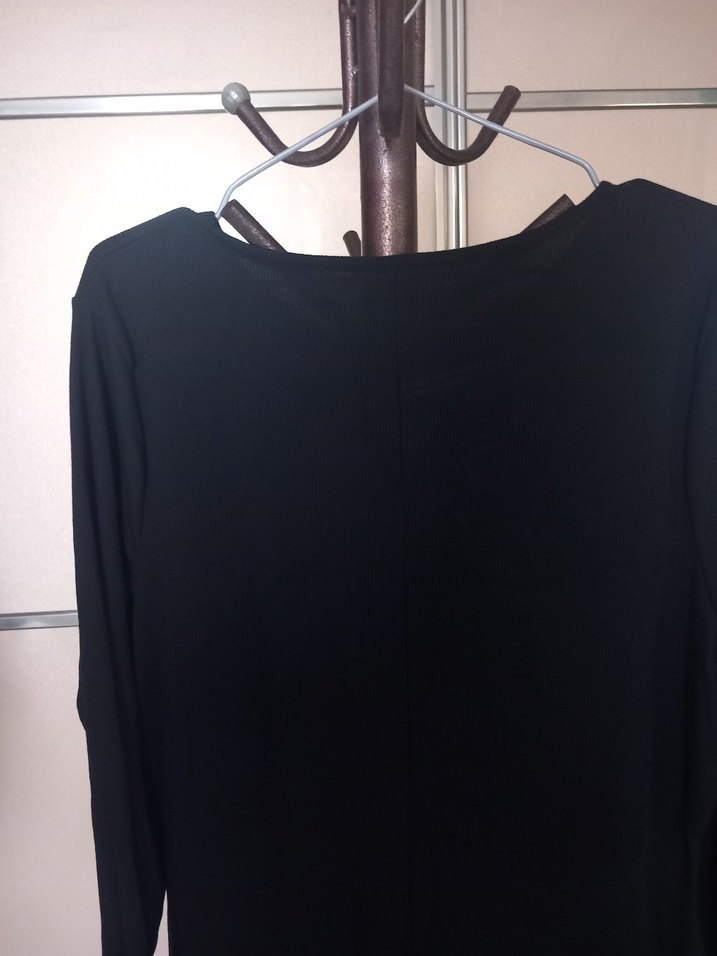 Uzun Siyah Hamile Elbise V-Yaka, Uzun Kollu - Görsel 5