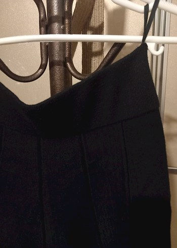 Siyah Pileli Midi Hamile Eteği Triko - Görsel 2