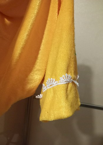 Uzun Sarı Bağcıklı Kadın Sabahlık - Görsel 5