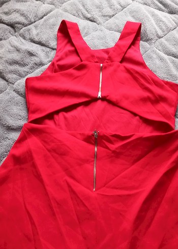 Kırmızı Askısız Midi Hamile Elbisesi - Görsel 4