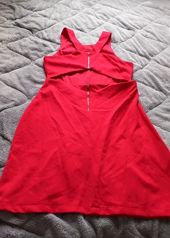 Kırmızı Askısız Midi Hamile Elbisesi - Görsel 3