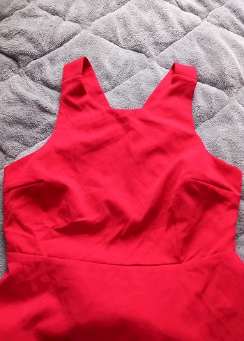 Kırmızı Askısız Midi Hamile Elbisesi - Görsel 2