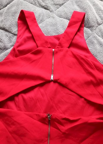 Kırmızı Askısız Midi Hamile Elbisesi - Görsel 5