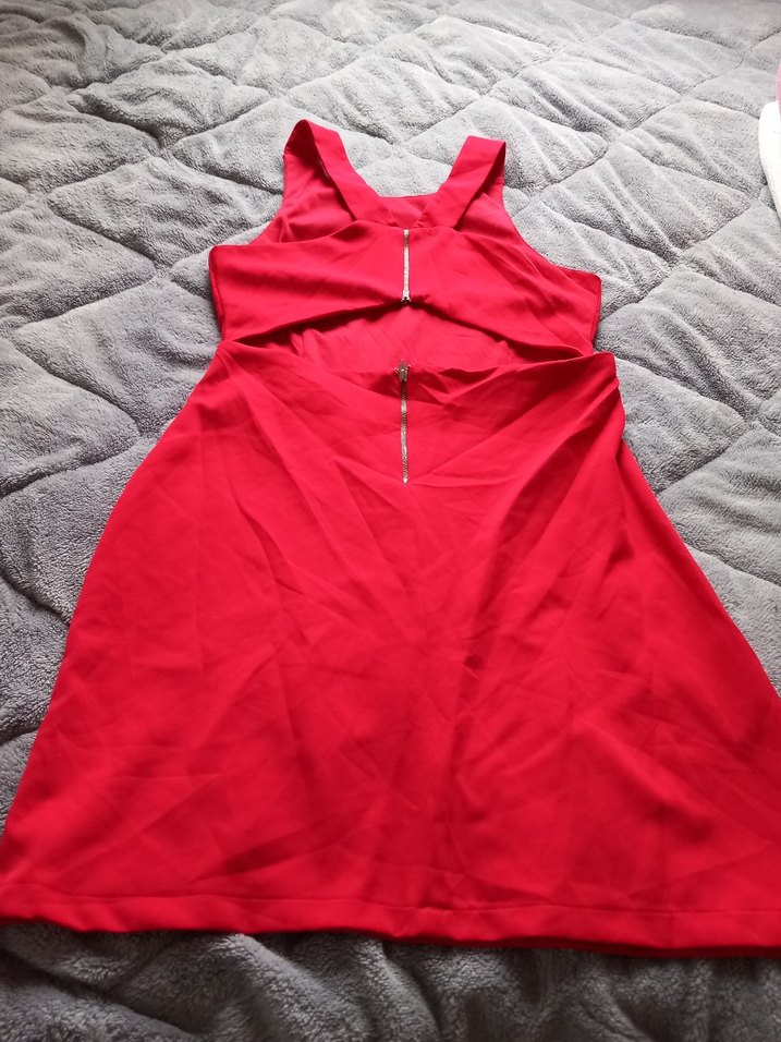 Kırmızı Askısız Midi Hamile Elbisesi - Görsel 3