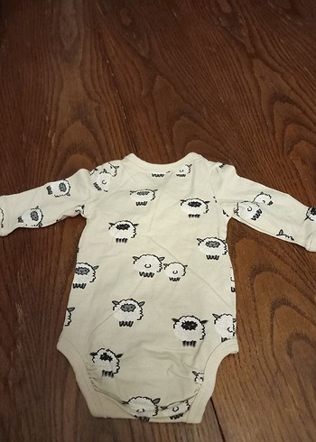 Gri Baskılı Uzun Kollu Yün Bebek Body - Görsel 5