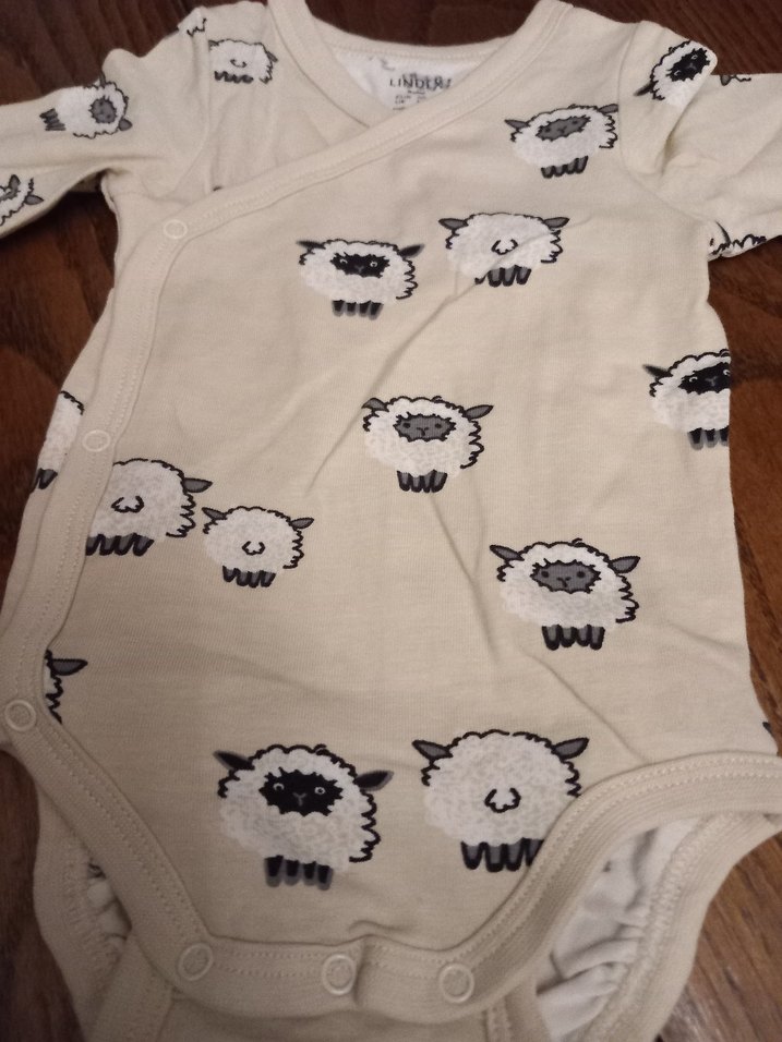 Gri Baskılı Uzun Kollu Yün Bebek Body - Görsel 2