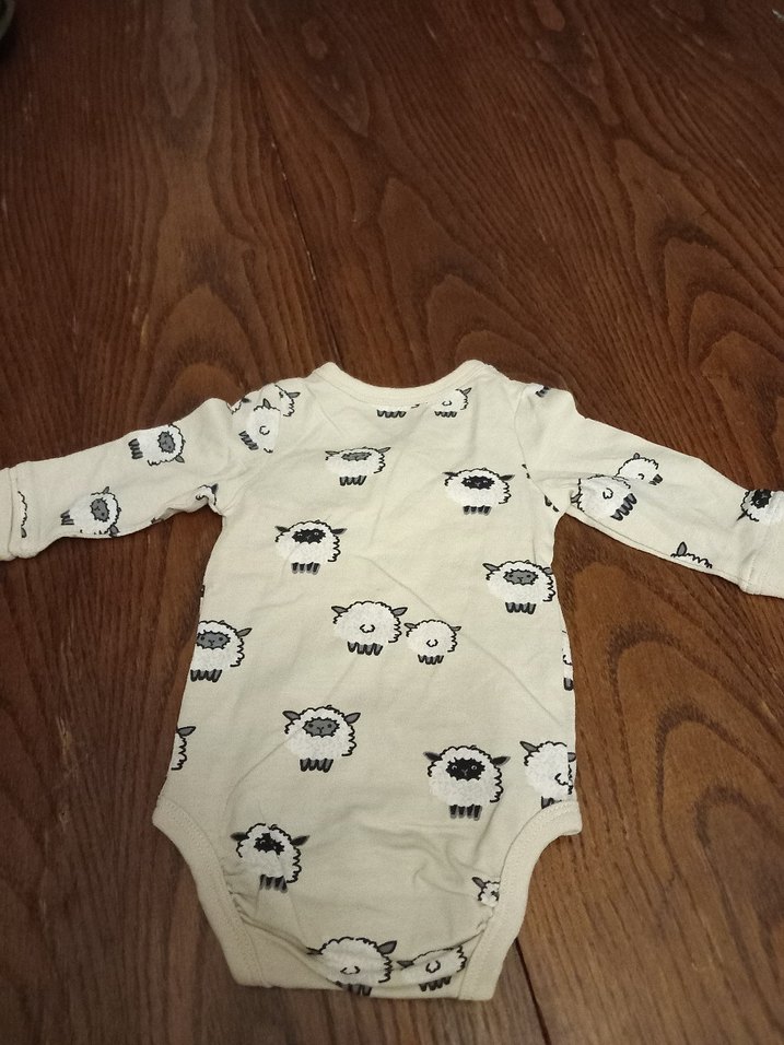 Gri Baskılı Uzun Kollu Yün Bebek Body - Görsel 5