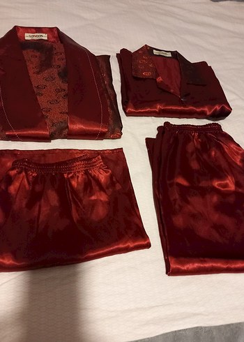 Bordo Vintage Erkek Pijama Takımı 4 Parça - Görsel 3