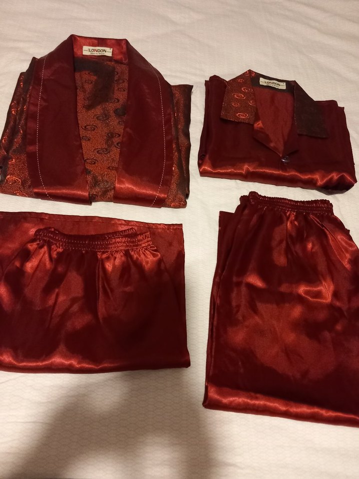 Bordo Vintage  Erkek Pijama Takımı 4 Parça - Görsel 2