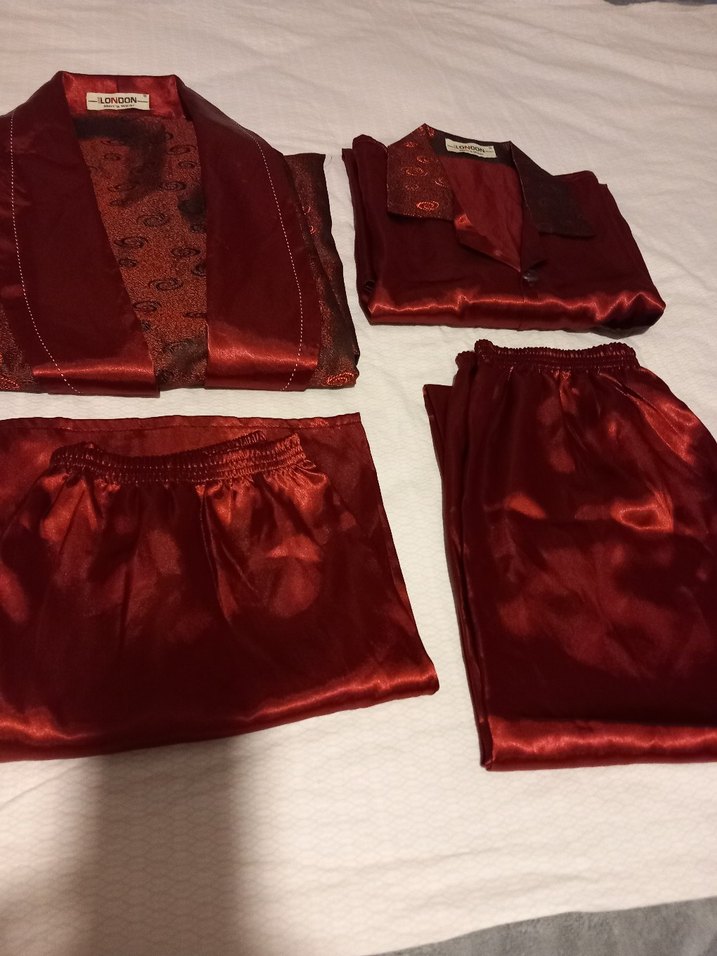 Bordo Vintage  Erkek Pijama Takımı 4 Parça - Görsel 3