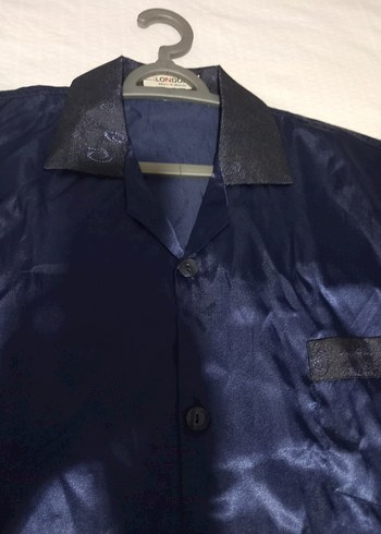 Erkek Lacivert Saten Pijama Takımı - Görsel 5