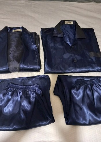 Erkek Lacivert Saten Pijama Takımı - Görsel 2