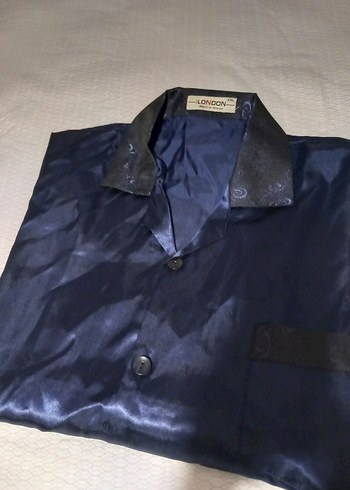 Erkek Lacivert Saten Pijama Takımı - Görsel 7