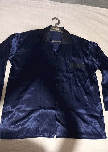 Erkek Lacivert Saten Pijama Takımı - Görsel 3