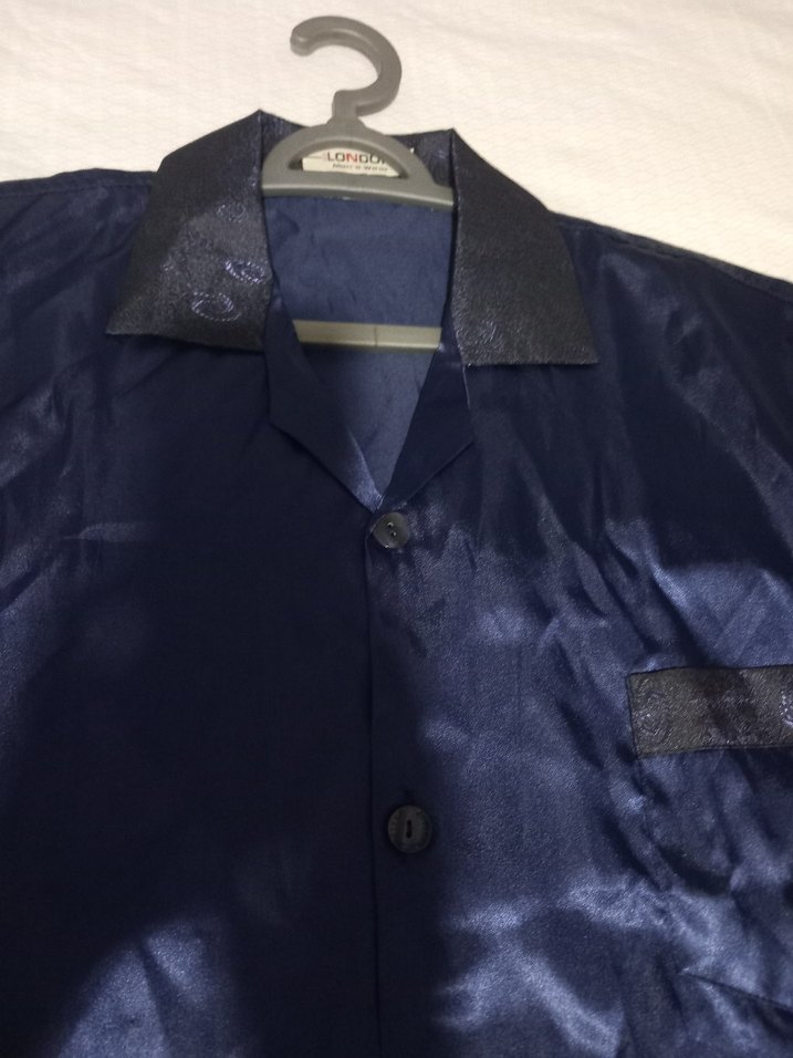 Erkek Lacivert Saten Pijama Takımı - Görsel 5