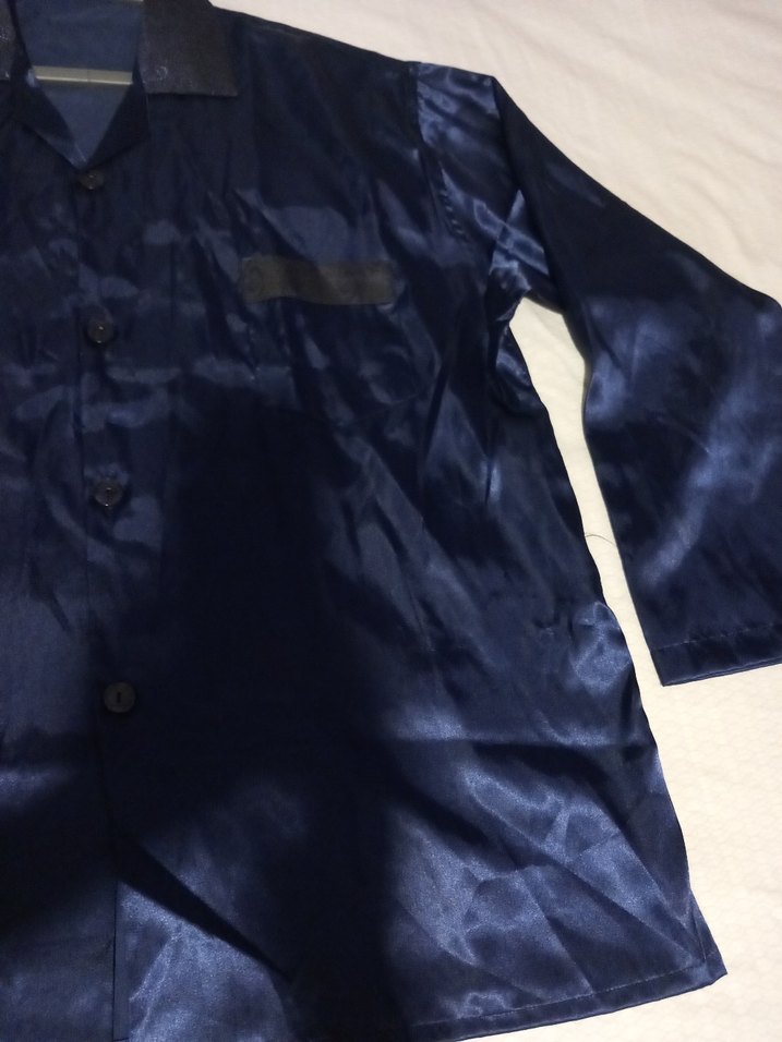 Erkek Lacivert Saten Pijama Takımı - Görsel 4