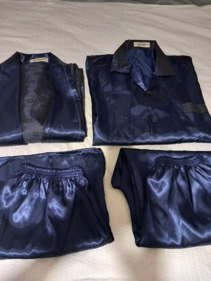 Erkek Lacivert Saten Pijama Takımı - Görsel 2