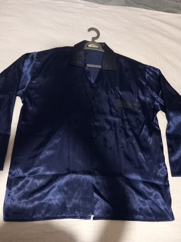 Erkek Lacivert Saten Pijama Takımı - Görsel 3