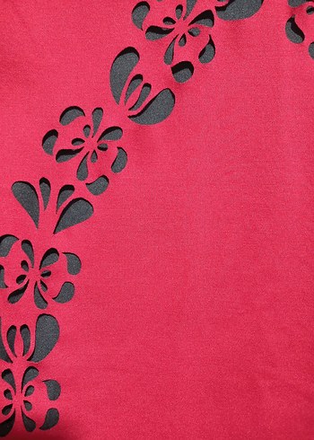 Bordo V Yaka Desenli Ofis Elbise - Görsel 2