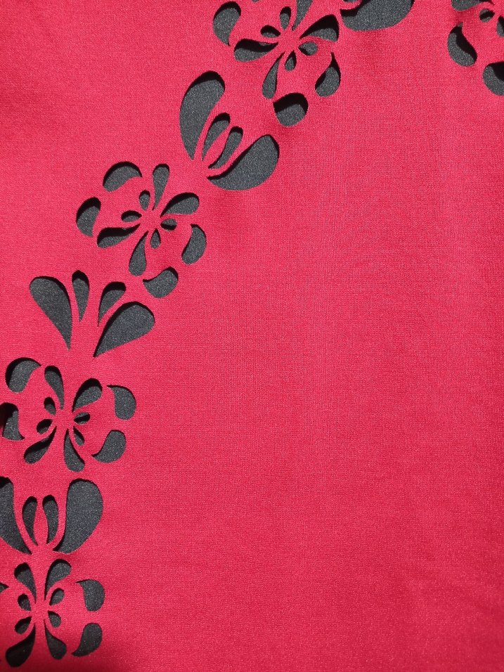 Bordo V Yaka Desenli Ofis Elbise - Görsel 2