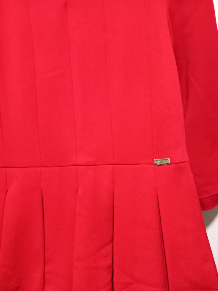 Kırmızı Pilili Midi Kadın Elbise - Görsel 2