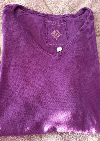 Mor V Yaka Kısa Kollu Hamile  Triko - Görsel 3