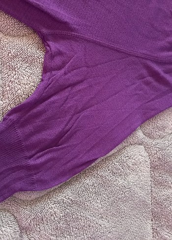 Mor V Yaka Kısa Kollu Hamile  Triko - Görsel 4