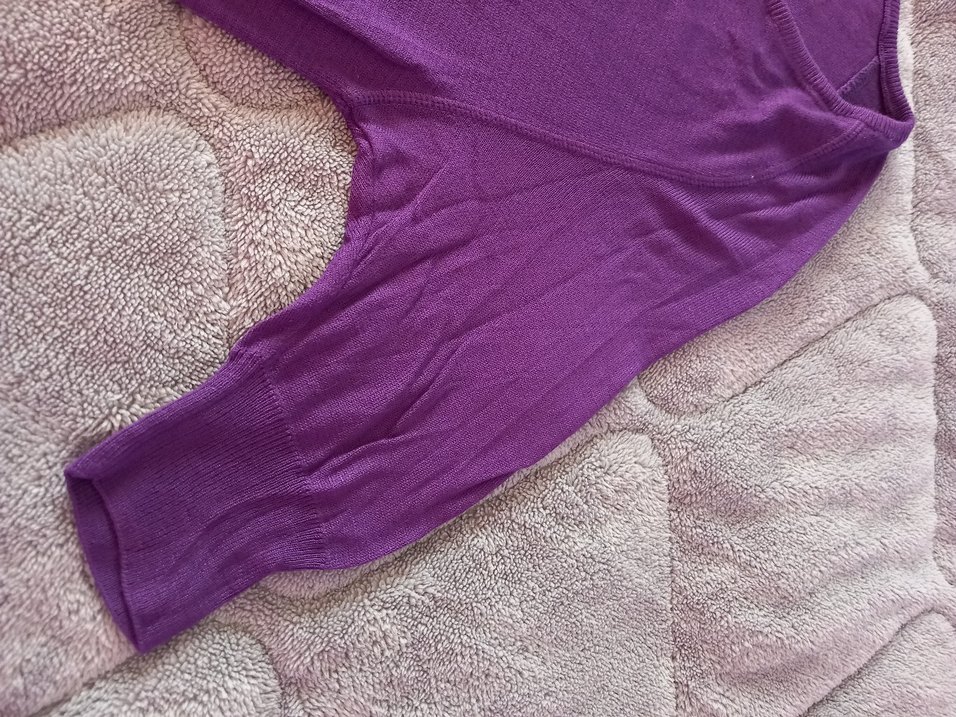 Mor V Yaka Kısa Kollu Hamile  Triko - Görsel 4