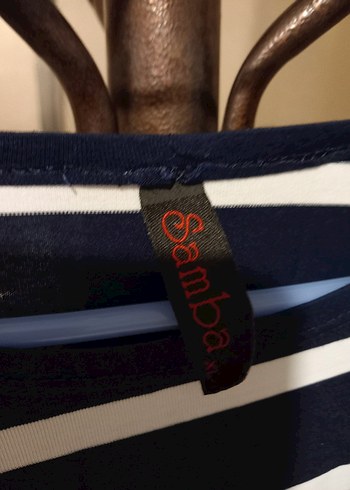 Çizgili Renkli Nakışlı Hamile Tişörtü - Görsel 3