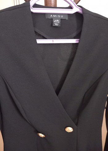 Düğmeli Siyah Uzun Kadın Klasik Ofis Kabanı - Görsel 3