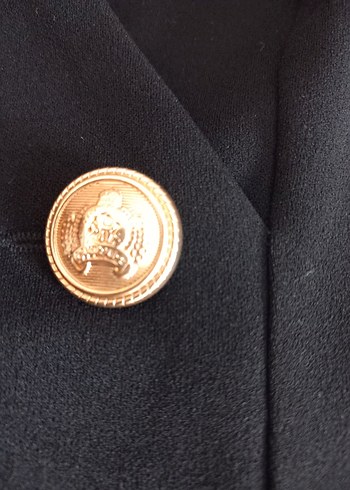 Düğmeli Siyah Uzun Kadın Klasik Ofis Kabanı - Görsel 2