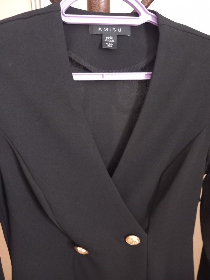 Düğmeli Siyah Uzun Kadın Klasik Ofis Kabanı - Görsel 3