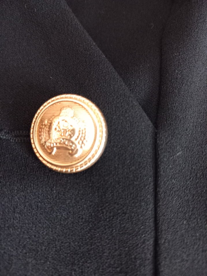 Düğmeli Siyah Uzun Kadın Klasik Ofis Kabanı - Görsel 2