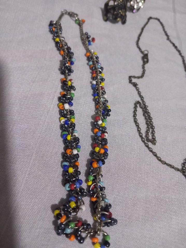 Bordo Nakışlı Uzun Zincir Bohem Kadın Kolye 7 Parça - Görsel 2