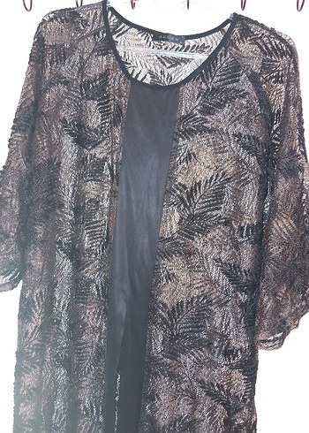 Siyah Uzun dantelli Kadın  pareo - Görsel 3