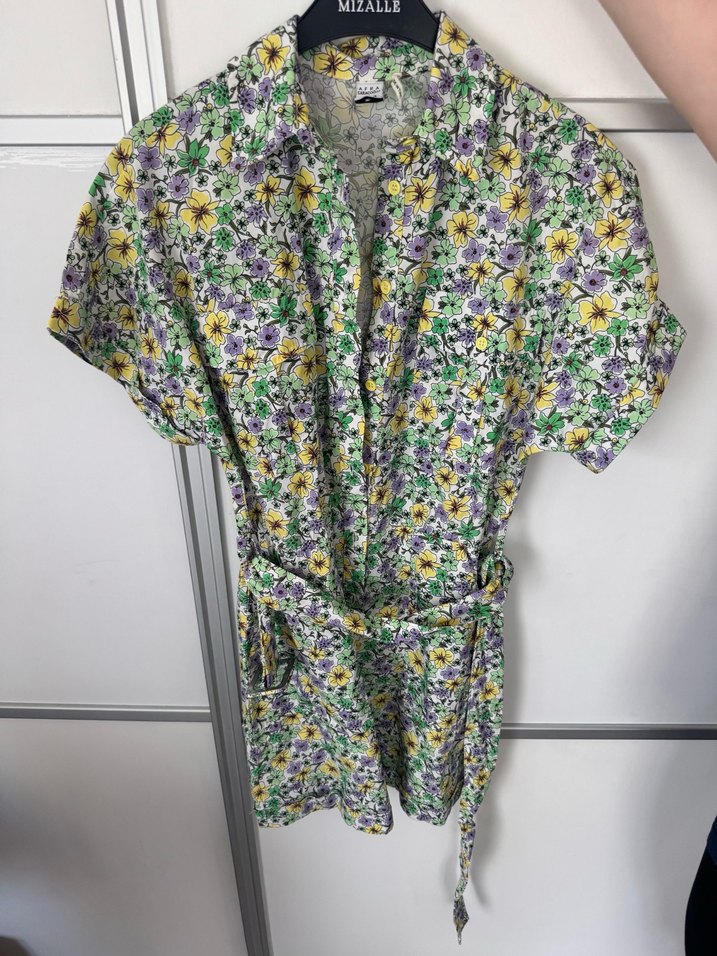 Çiçek Desenli Düğmeli Bohem Tulum - Görsel 2