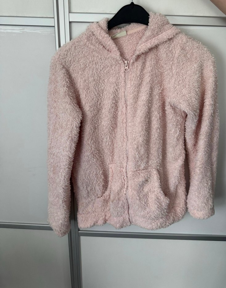 genç kız Pembe Barbie Desenli Pijama ve hırka takımı - Görsel 3