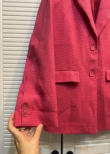 Fuşya Düğmeli Kadın Blazer Ceket - Görsel 2