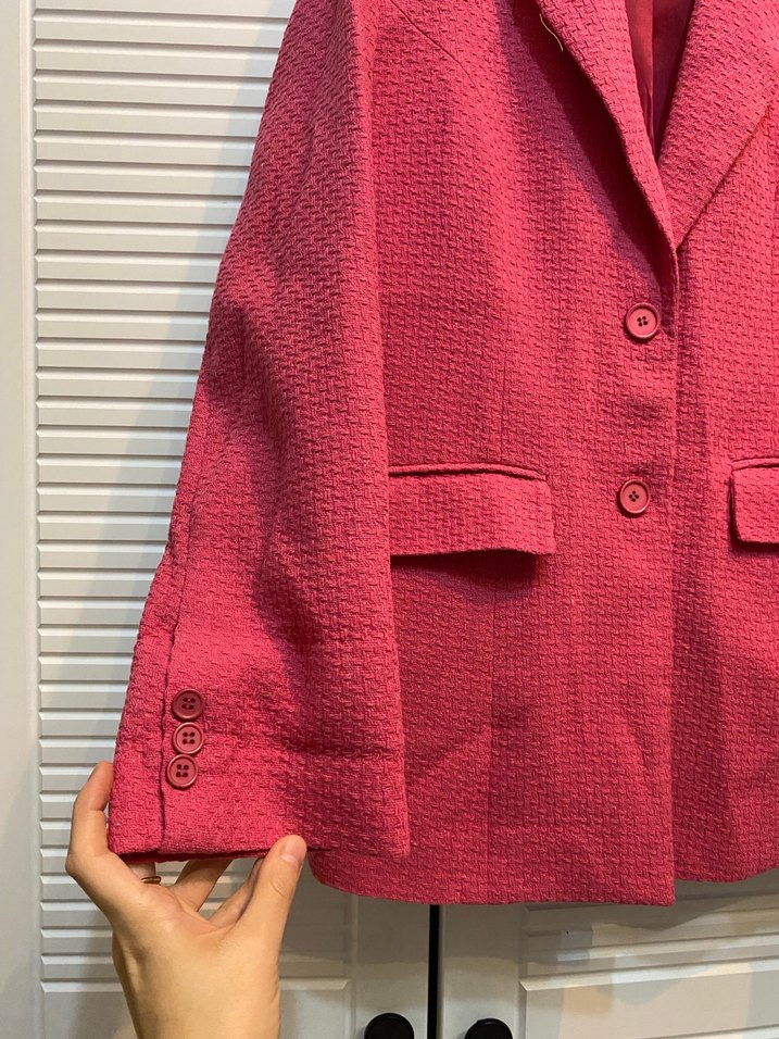 Fuşya Düğmeli Kadın Blazer Ceket - Görsel 2