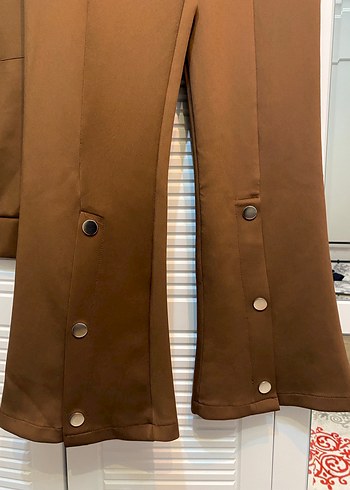 Düğmeli Kahverengi Scuba Kumaş Eşofman Takımı - Görsel 2