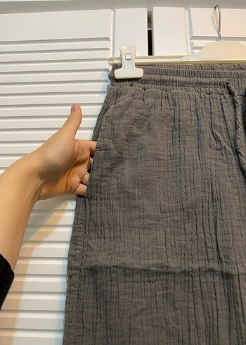 Kadın Keten Bol Kesim Müslin Pantolon - Görsel 3