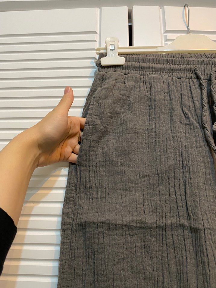 Kadın Keten Bol Kesim Müslin Pantolon - Görsel 3