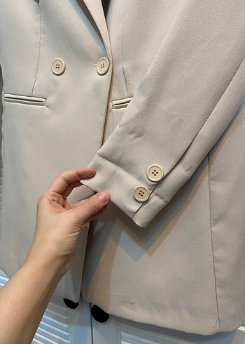 Bej Düğmeli Kadın Blazer Ceket - Görsel 2