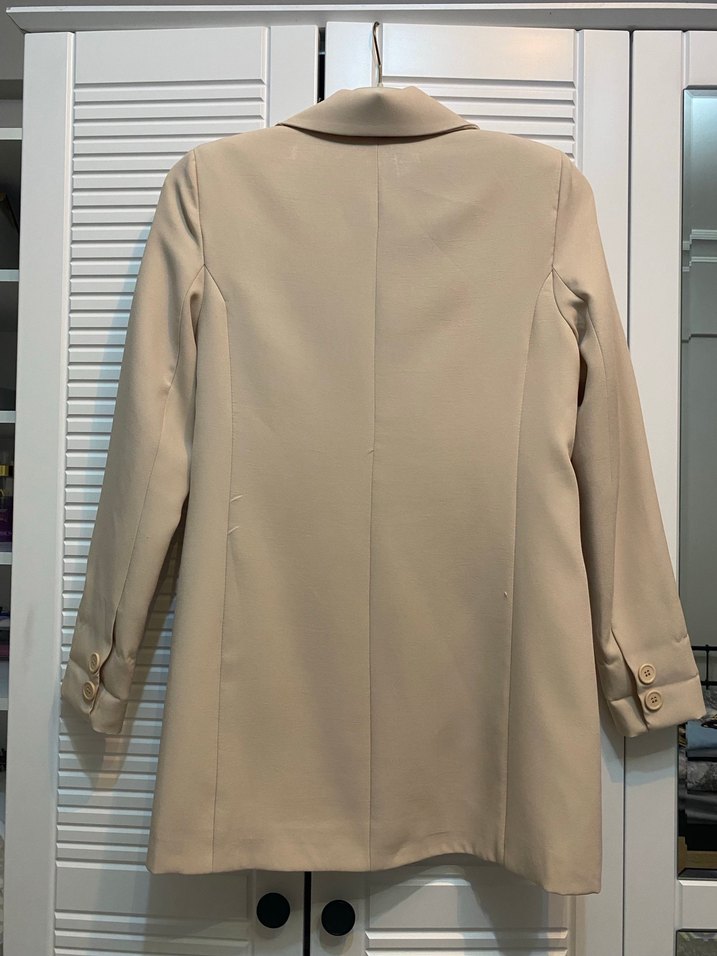 Bej Düğmeli Kadın Blazer Ceket - Görsel 3