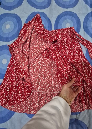 Kırmızı Fırfırlı Mini Bohem Etek - Görsel 2