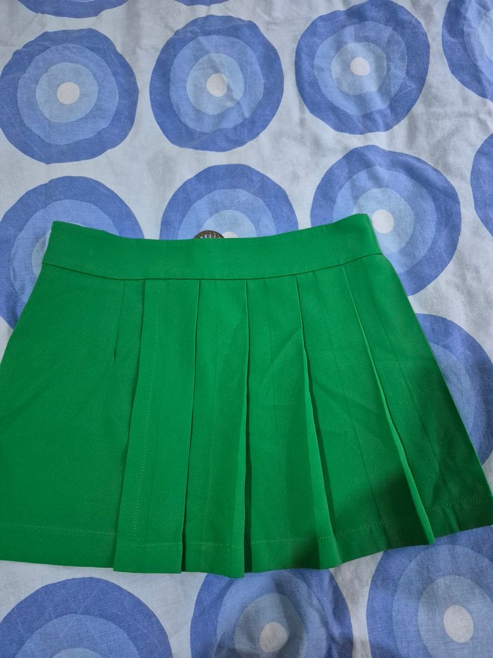 Yeşil Pilili Mini Etek - Görsel 3